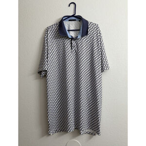 Greyson Golf Polo Mens XXL Wolf All Over Print Pattern Purple White